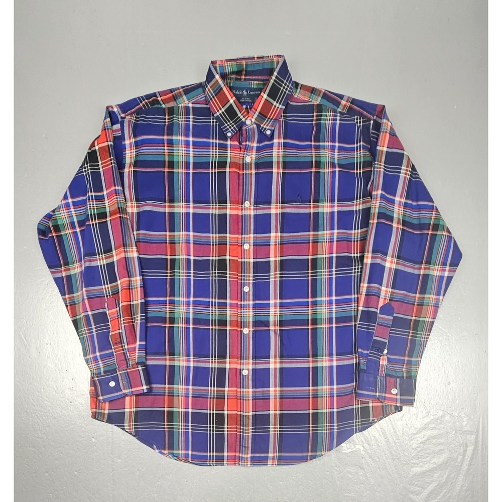 Vintage 90s Polo Ralph Lauren Blake Button Down Shirt Mens Lrg Plaid Multicolor